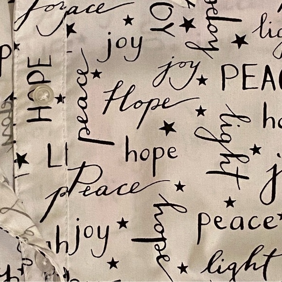 Zac & Rachel Womens M White Roll Tab Sleeve Peace Light Joy Button Up Shirt - Picture 7 of 11